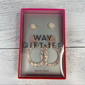 SALE **5 for $25** BaubleBar Two Piece Earring Set in Pink and White